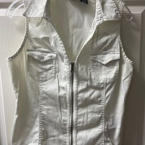 White zippered Harley Davidson top Sz mdm